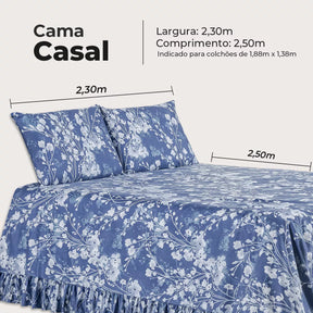 Colcha Premium 3 Peças Percal 400 Fios Toque Macio (Áura Floral)