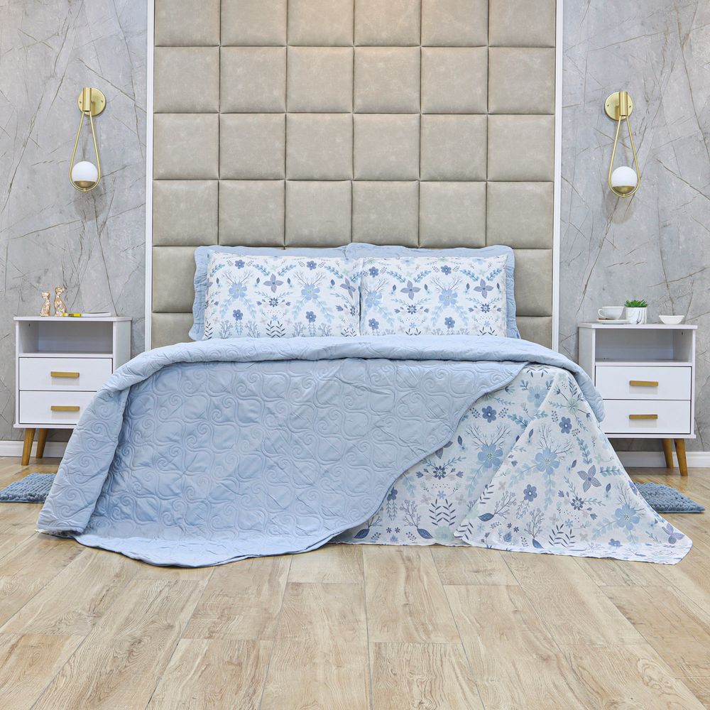 JOGO DE CAMA CASUAL HDS 180 ESTAMPADO - GÁVEA AZUL