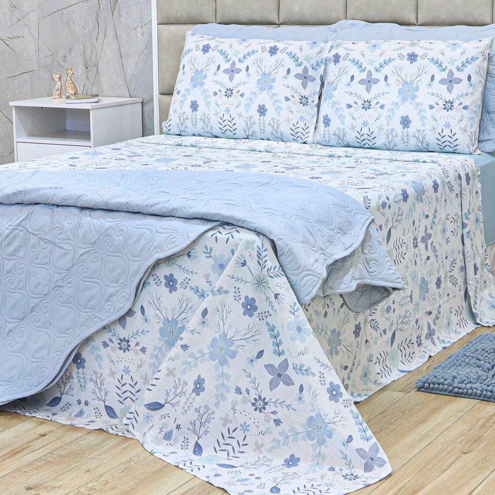 JOGO DE CAMA CASUAL HDS 180 ESTAMPADO - GÁVEA AZUL