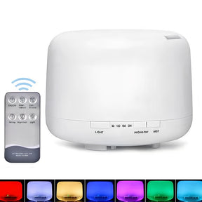 Umidificador Difusor Aromatizador 500ml Ultrassônico Estilo Branco com Led 7 cores com controle