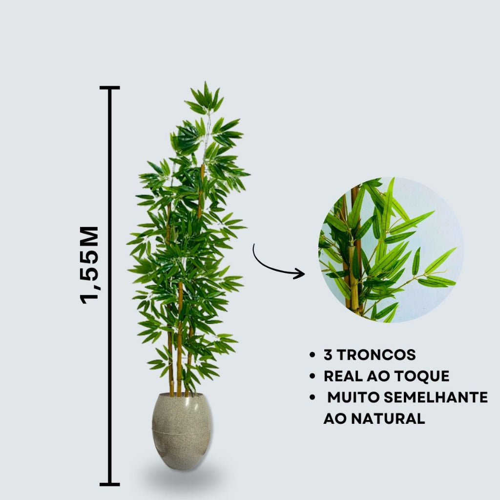 Planta Artificial Bambu Da Sorte Decoração Com Vaso