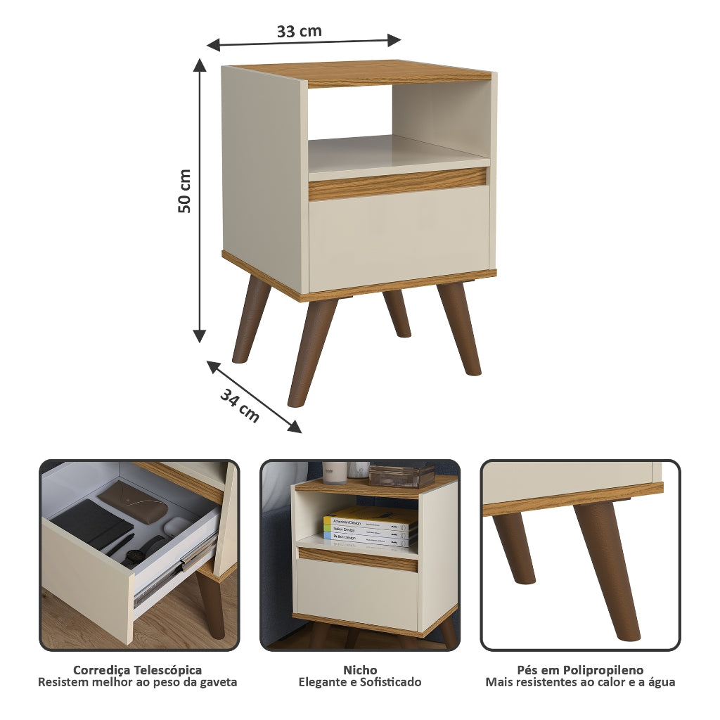 Conjunto Mesa De Cab Com Gaveta + Cabeceira Estofada Box Para Cama Queen